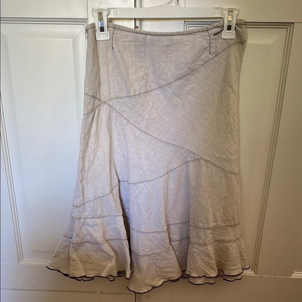 Dkny Linen Tiered Midi Skirt for Resort Wear